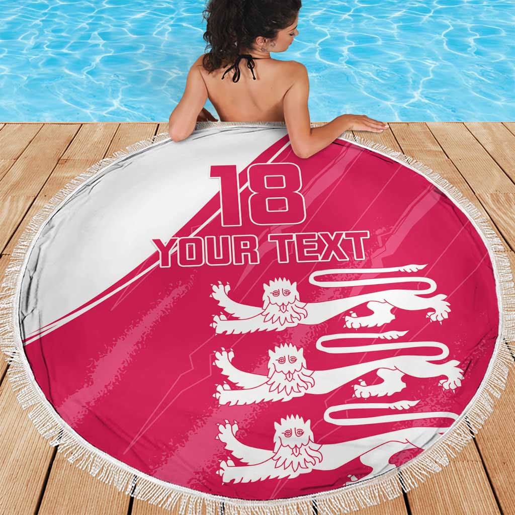 Custom Bailiwick of Jersey Cricket Beach Blanket Jer Lions Champion Pink Version - Wonder Print Shop