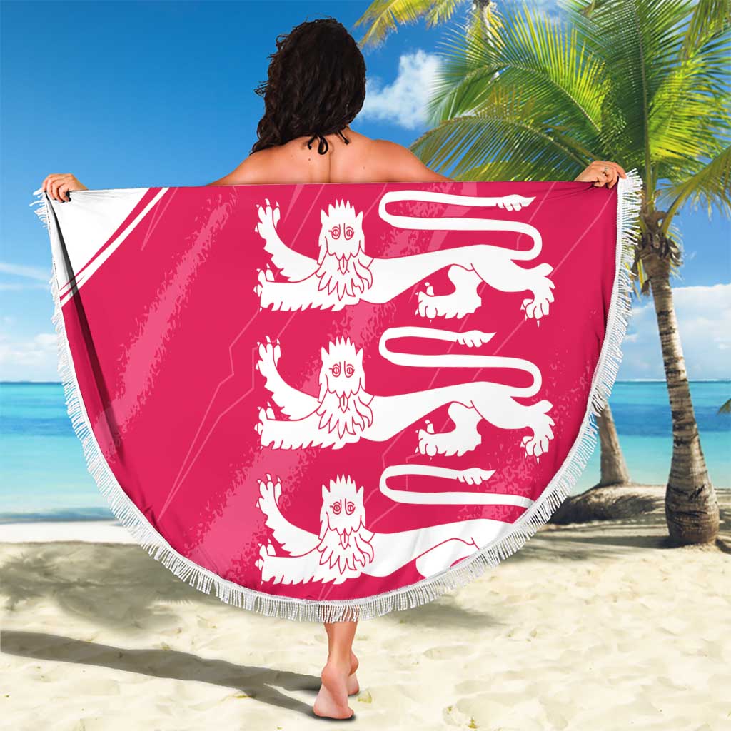 Custom Bailiwick of Jersey Cricket Beach Blanket Jer Lions Champion Pink Version - Wonder Print Shop