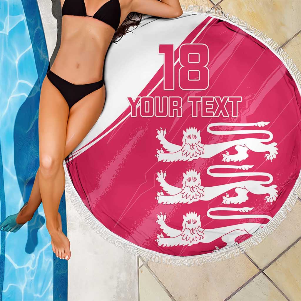 Custom Bailiwick of Jersey Cricket Beach Blanket Jer Lions Champion Pink Version - Wonder Print Shop