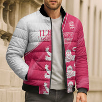 Custom Bailiwick of Jersey Cricket Bomber Puffer Jacket Jer Lions Champion Pink Version - Wonder Print Shop