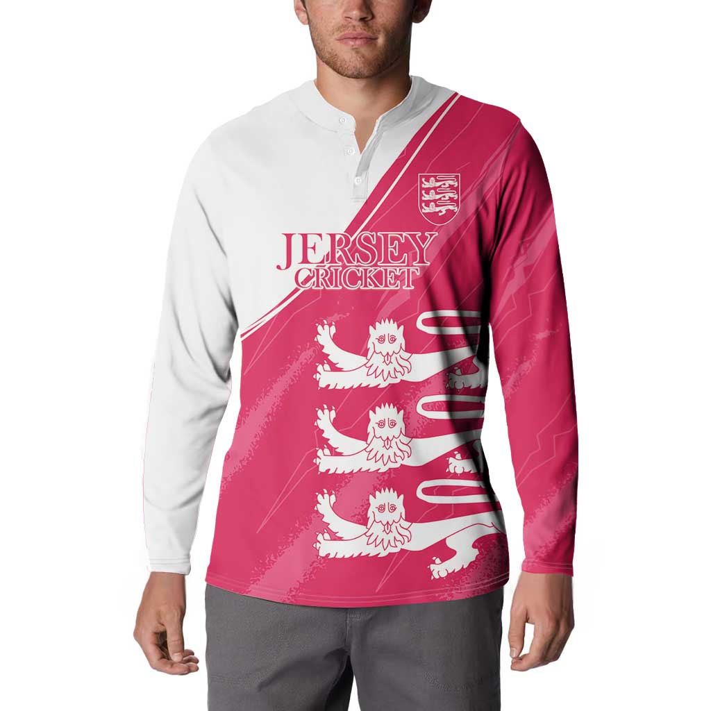 Custom Bailiwick of Jersey Cricket Button Sweatshirt Jer Lions Champion Pink Version - Wonder Print Shop