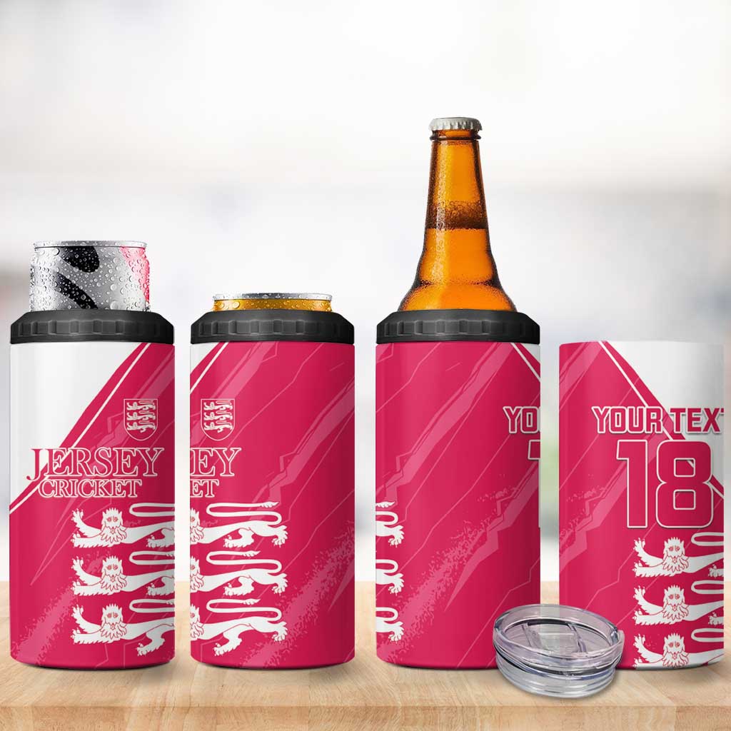 Custom Bailiwick of Jersey Cricket 4 in 1 Can Cooler Tumbler Jer Lions Champion Pink Version - Wonder Print Shop