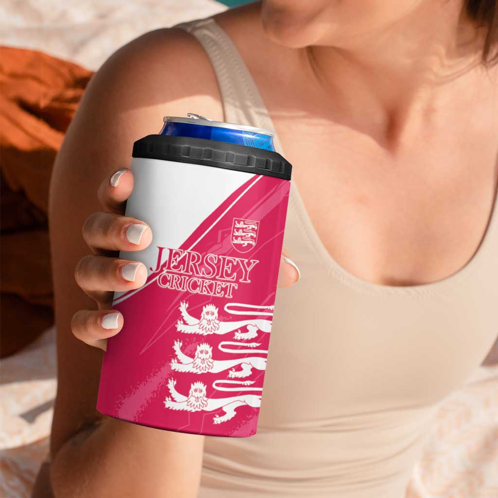 Custom Bailiwick of Jersey Cricket 4 in 1 Can Cooler Tumbler Jer Lions Champion Pink Version - Wonder Print Shop