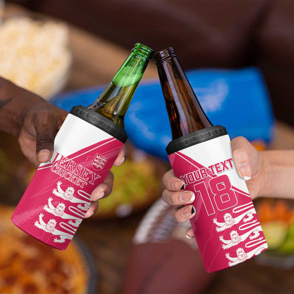 Custom Bailiwick of Jersey Cricket 4 in 1 Can Cooler Tumbler Jer Lions Champion Pink Version - Wonder Print Shop