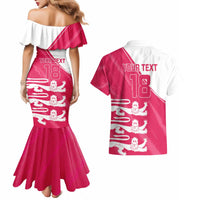 Custom Bailiwick of Jersey Cricket Couples Matching Mermaid Dress and Hawaiian Shirt Jer Lions Champion Pink Version - Wonder Print Shop