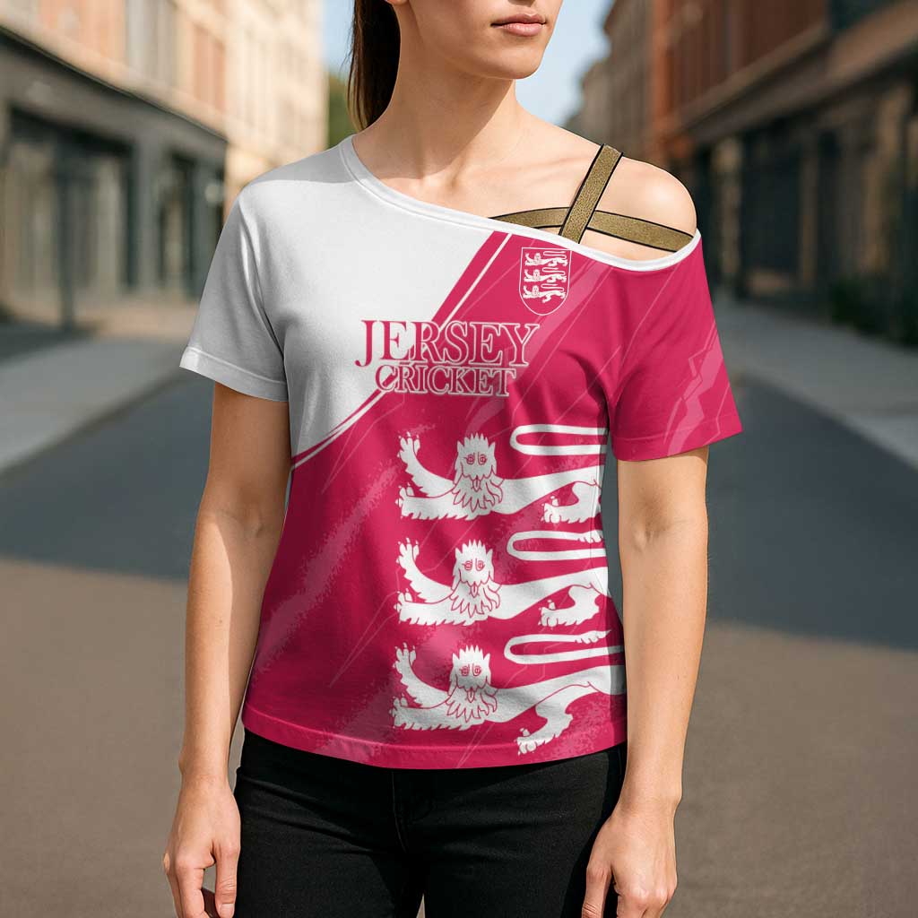 Custom Bailiwick of Jersey Cricket Cross Shoulder Shirt Jer Lions Champion Pink Version - Wonder Print Shop