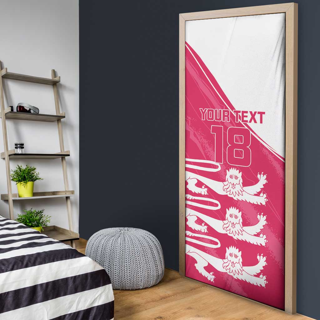 Custom Bailiwick of Jersey Cricket Door Cover Jer Lions Champion Pink Version - Wonder Print Shop