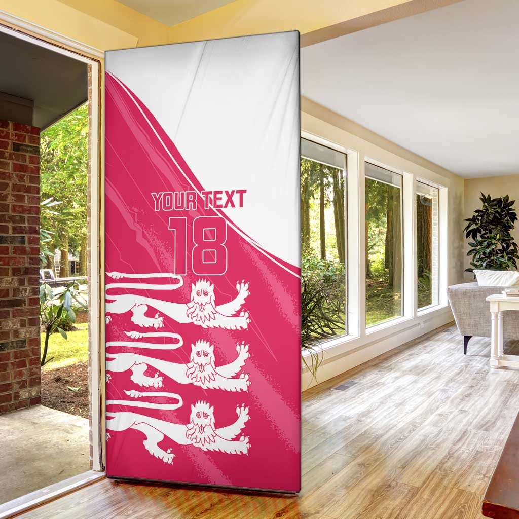 Custom Bailiwick of Jersey Cricket Door Cover Jer Lions Champion Pink Version - Wonder Print Shop