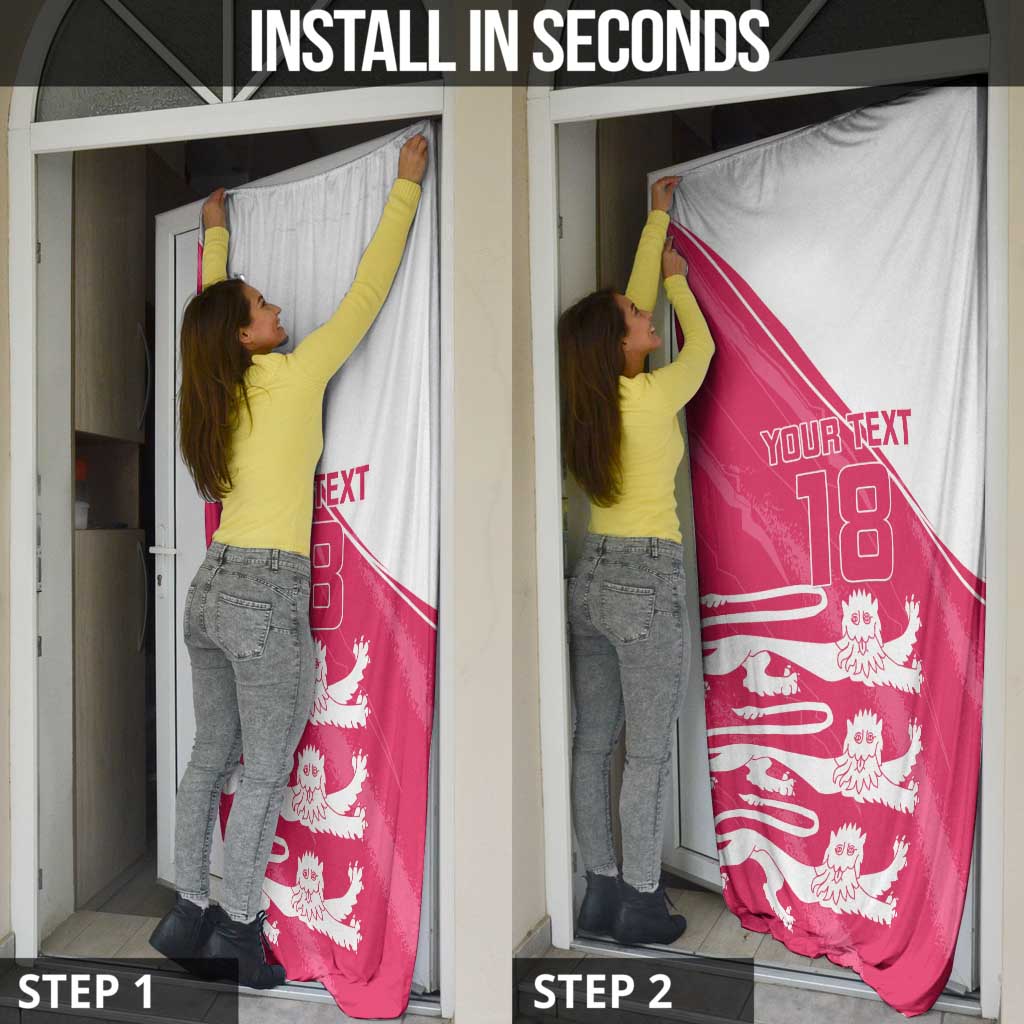 Custom Bailiwick of Jersey Cricket Door Cover Jer Lions Champion Pink Version - Wonder Print Shop