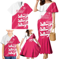 Custom Bailiwick of Jersey Cricket Family Matching Mermaid Dress and Hawaiian Shirt Jer Lions Champion Pink Version - Wonder Print Shop