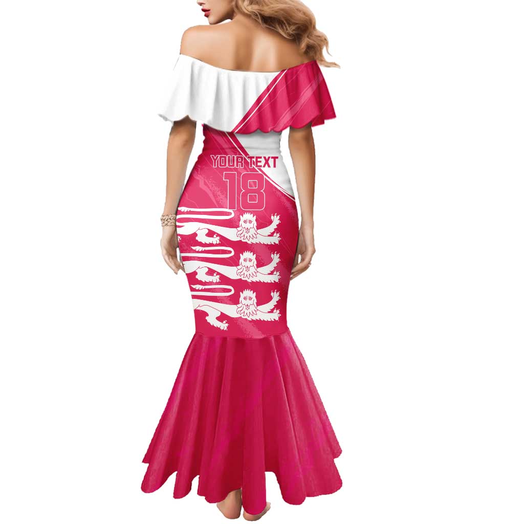 Custom Bailiwick of Jersey Cricket Family Matching Mermaid Dress and Hawaiian Shirt Jer Lions Champion Pink Version - Wonder Print Shop