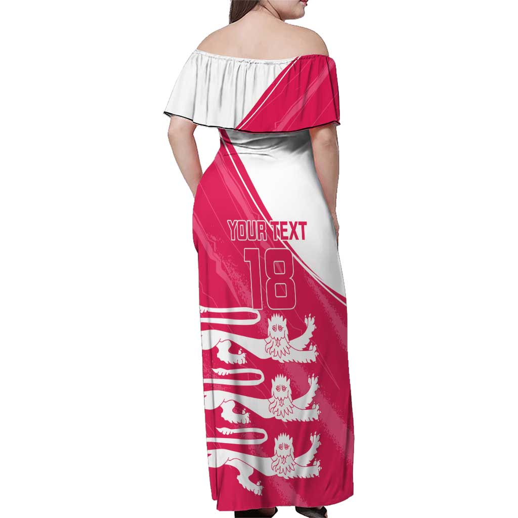 Custom Bailiwick of Jersey Cricket Family Matching Off Shoulder Maxi Dress and Hawaiian Shirt Jer Lions Champion Pink Version - Wonder Print Shop