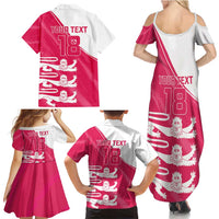Custom Bailiwick of Jersey Cricket Family Matching Summer Maxi Dress and Hawaiian Shirt Jer Lions Champion Pink Version - Wonder Print Shop