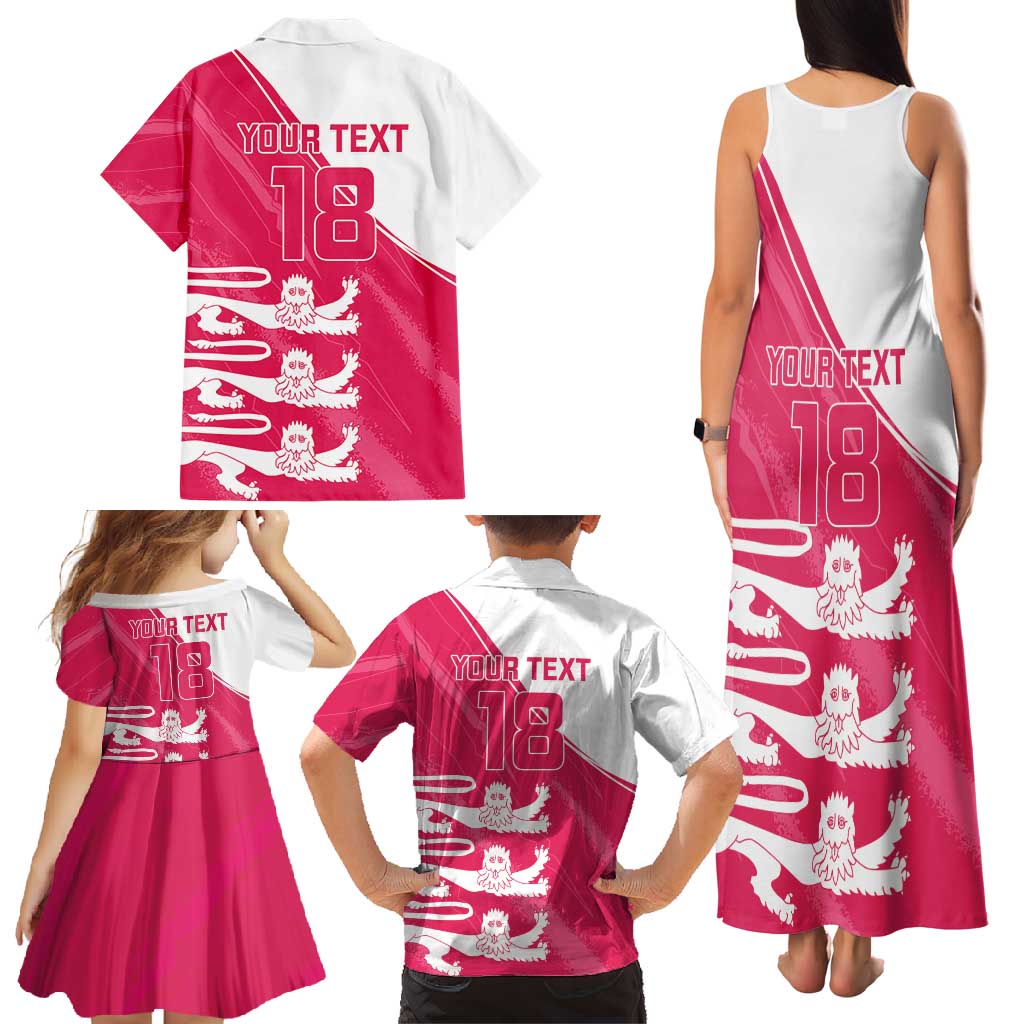 Custom Bailiwick of Jersey Cricket Family Matching Tank Maxi Dress and Hawaiian Shirt Jer Lions Champion Pink Version - Wonder Print Shop