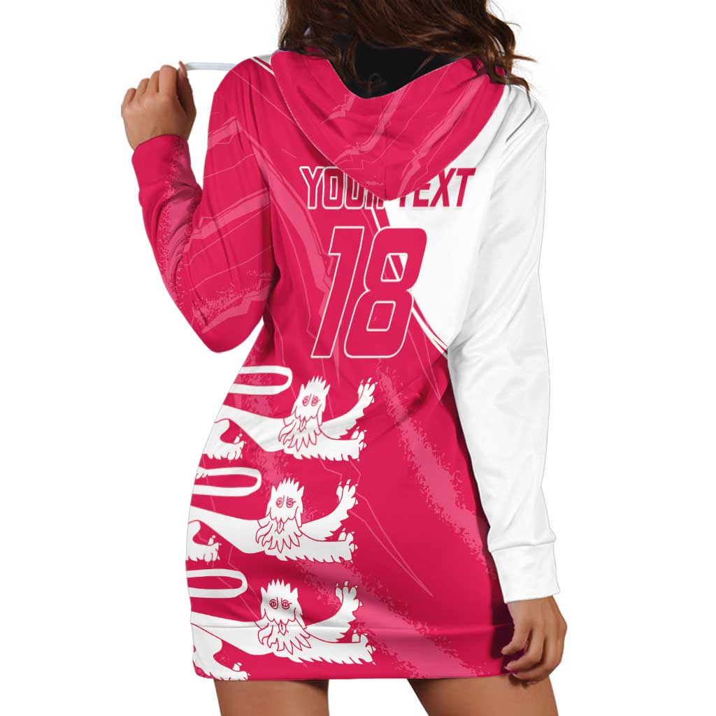 Custom Bailiwick of Jersey Cricket Hoodie Dress Jer Lions Champion Pink Version - Wonder Print Shop