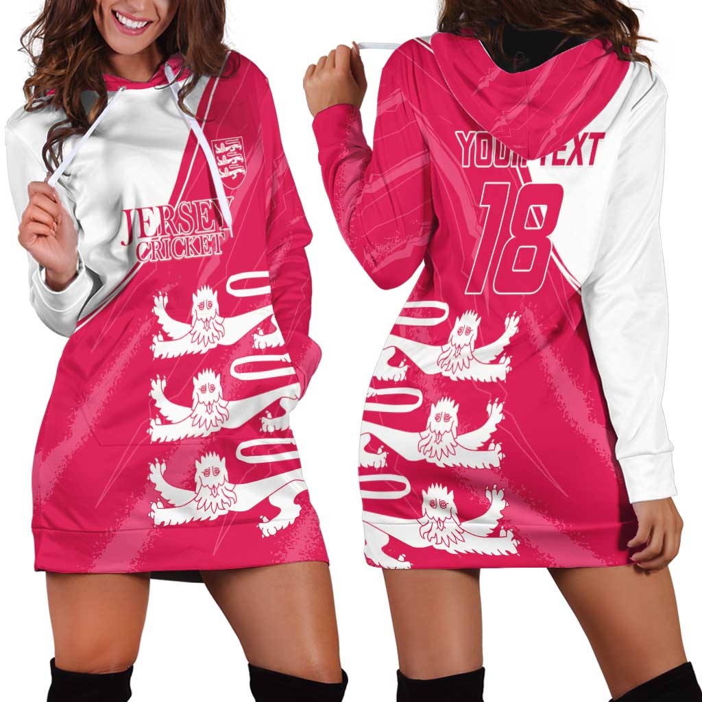 Custom Bailiwick of Jersey Cricket Hoodie Dress Jer Lions Champion Pink Version - Wonder Print Shop