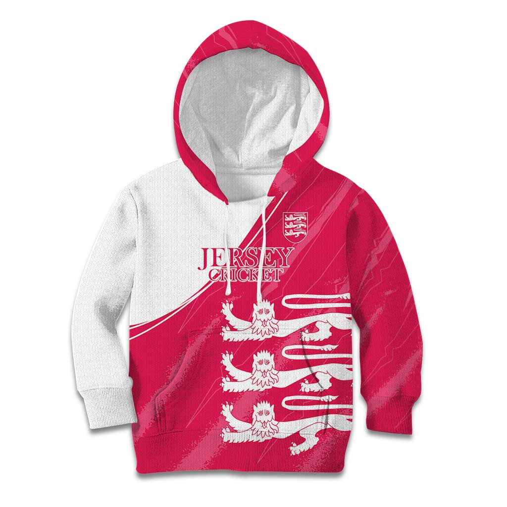 Custom Bailiwick of Jersey Cricket Kid Hoodie Jer Lions Champion Pink Version - Wonder Print Shop