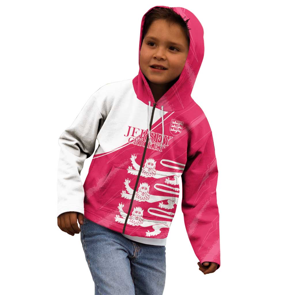 Custom Bailiwick of Jersey Cricket Kid Hoodie Jer Lions Champion Pink Version - Wonder Print Shop