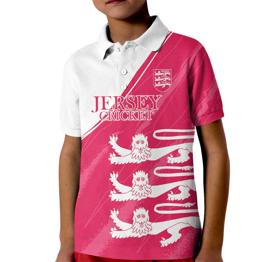 Custom Bailiwick of Jersey Cricket Kid Polo Shirt Jer Lions Champion Pink Version - Wonder Print Shop