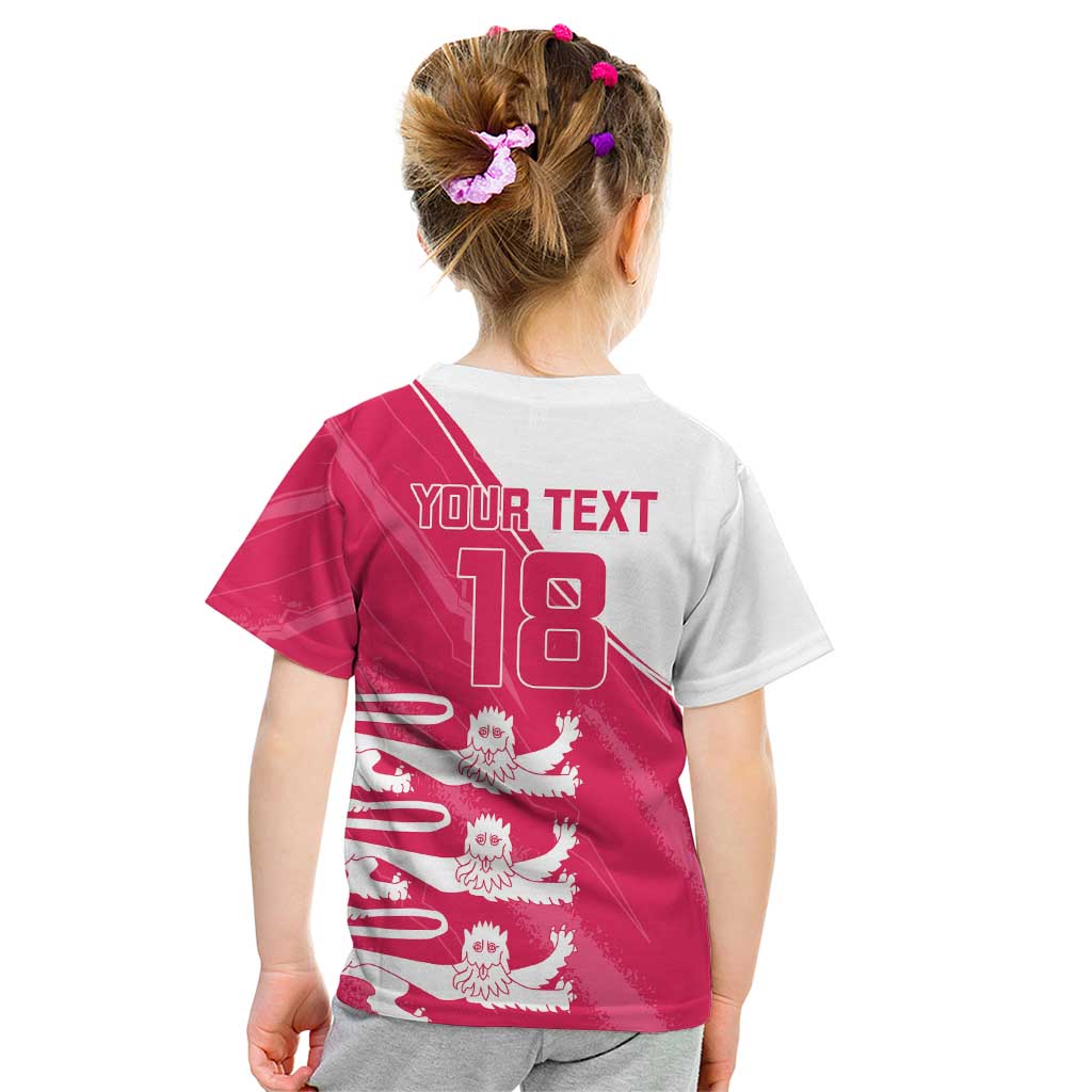 Custom Bailiwick of Jersey Cricket Kid T Shirt Jer Lions Champion Pink Version - Wonder Print Shop