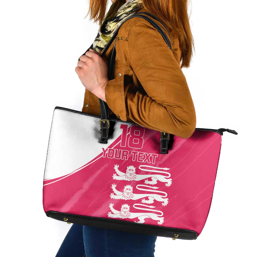 Custom Bailiwick of Jersey Cricket Leather Tote Bag Jer Lions Champion Pink Version - Wonder Print Shop