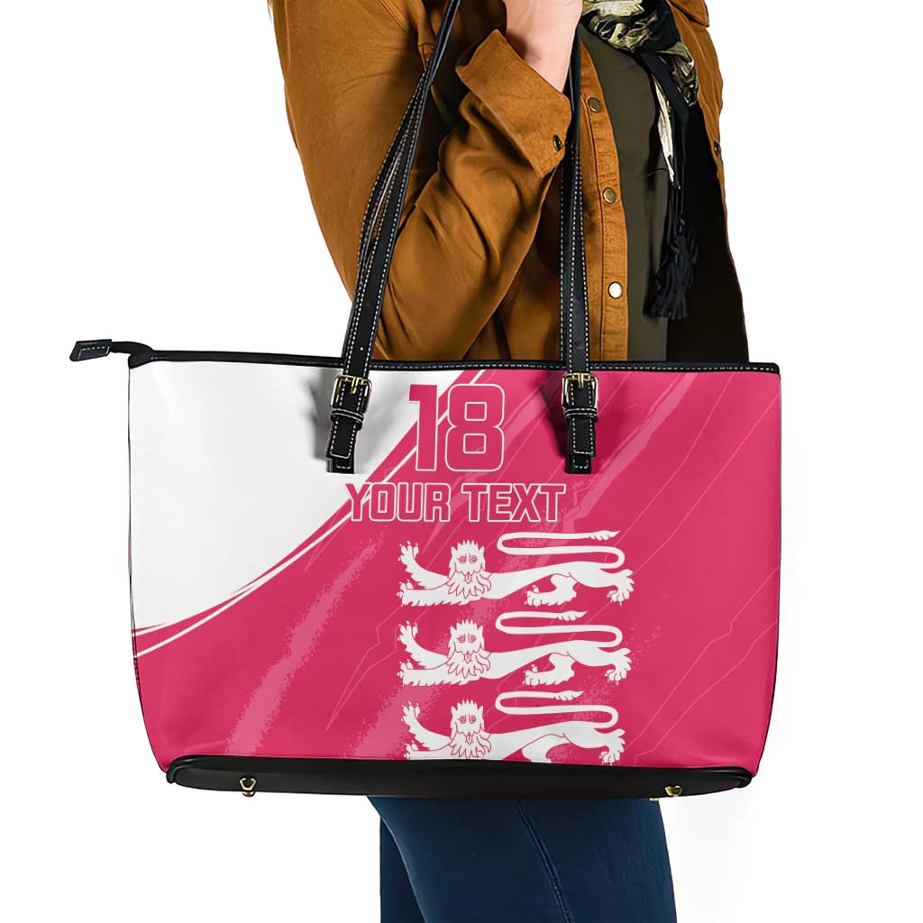 Custom Bailiwick of Jersey Cricket Leather Tote Bag Jer Lions Champion Pink Version - Wonder Print Shop