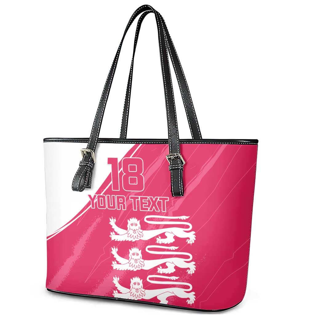 Custom Bailiwick of Jersey Cricket Leather Tote Bag Jer Lions Champion Pink Version - Wonder Print Shop
