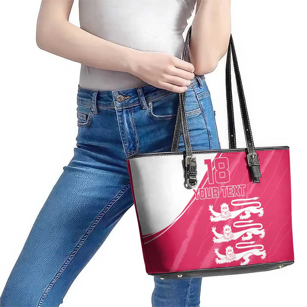 Custom Bailiwick of Jersey Cricket Leather Tote Bag Jer Lions Champion Pink Version - Wonder Print Shop