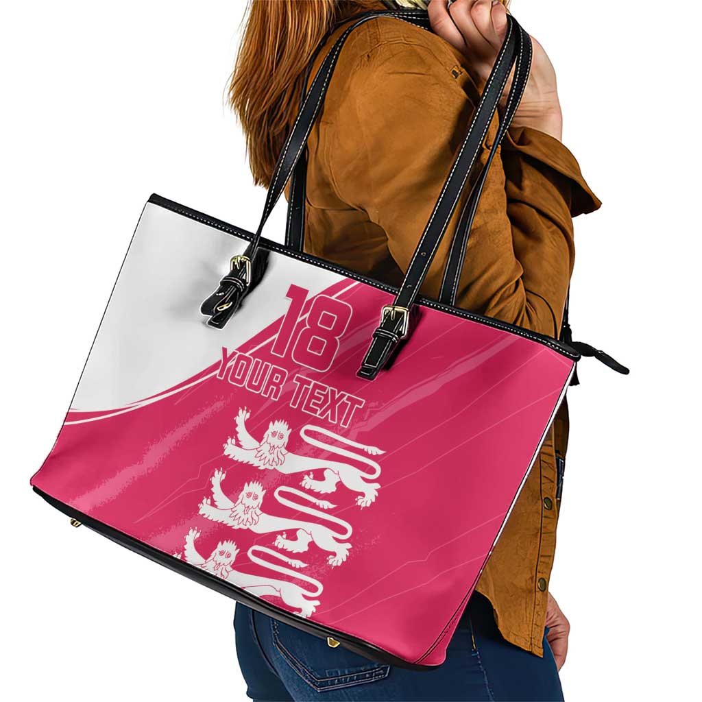 Custom Bailiwick of Jersey Cricket Leather Tote Bag Jer Lions Champion Pink Version - Wonder Print Shop