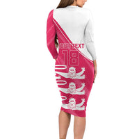 Custom Bailiwick of Jersey Cricket Long Sleeve Bodycon Dress Jer Lions Champion Pink Version - Wonder Print Shop