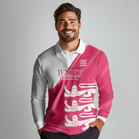 Custom Bailiwick of Jersey Cricket Long Sleeve Polo Shirt Jer Lions Champion Pink Version - Wonder Print Shop