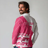 Custom Bailiwick of Jersey Cricket Long Sleeve Polo Shirt Jer Lions Champion Pink Version - Wonder Print Shop