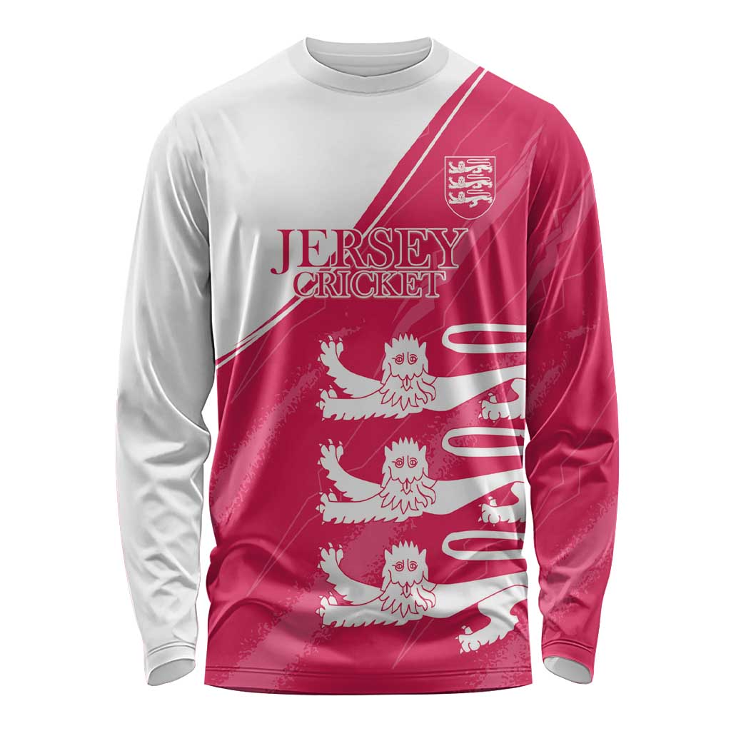 Custom Bailiwick of Jersey Cricket Long Sleeve Shirt Jer Lions Champion Pink Version - Wonder Print Shop