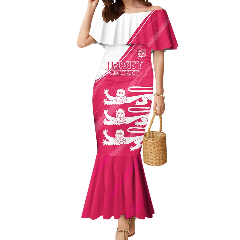 Custom Bailiwick of Jersey Cricket Mermaid Dress Jer Lions Champion Pink Version - Wonder Print Shop