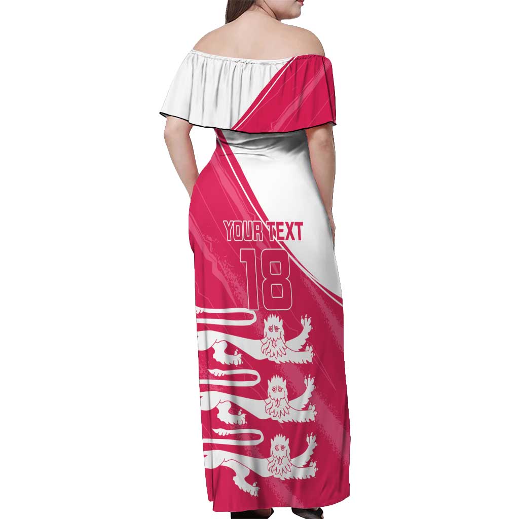 Custom Bailiwick of Jersey Cricket Off Shoulder Maxi Dress Jer Lions Champion Pink Version - Wonder Print Shop
