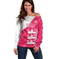 Custom Bailiwick of Jersey Cricket Off Shoulder Sweater Jer Lions Champion Pink Version - Wonder Print Shop