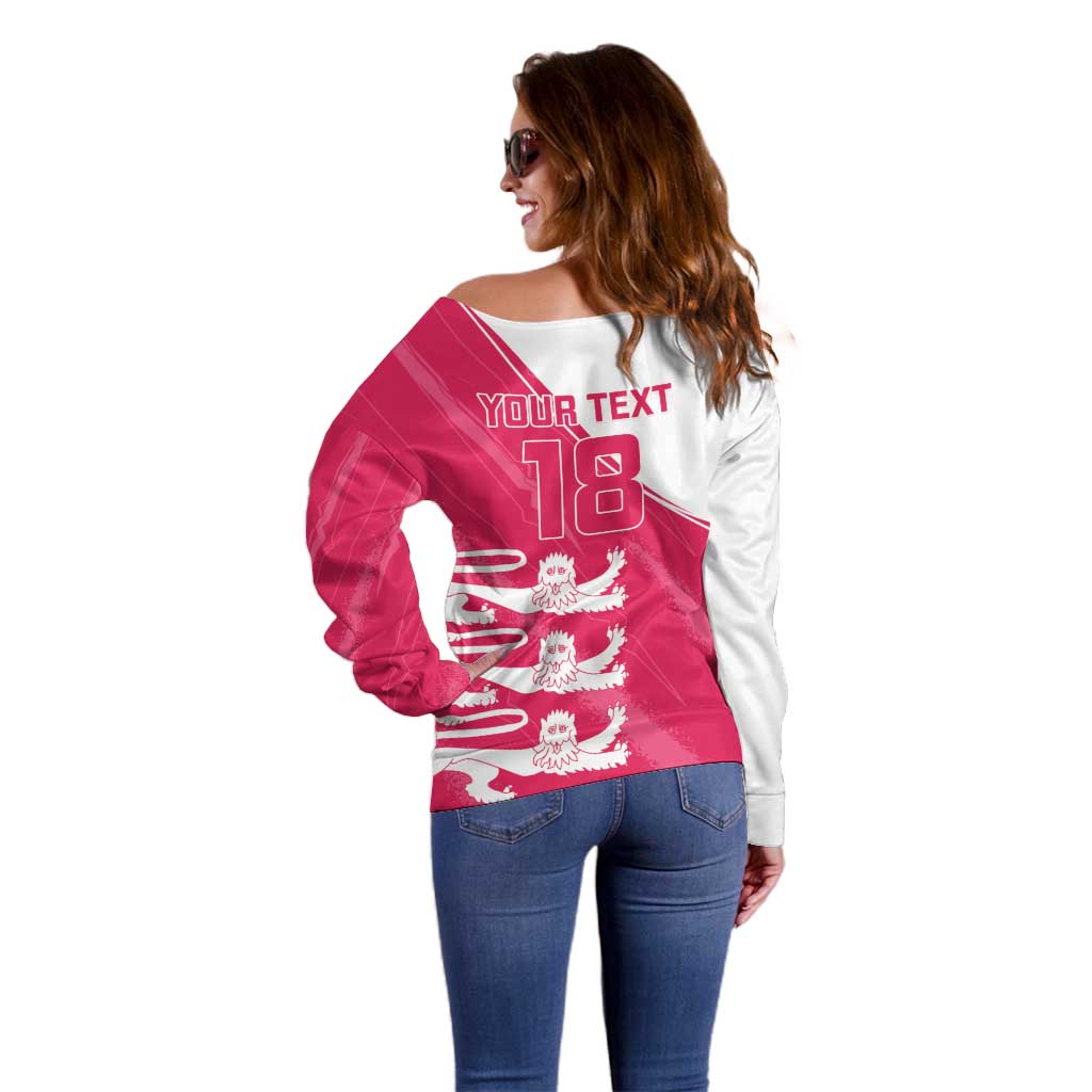 Custom Bailiwick of Jersey Cricket Off Shoulder Sweater Jer Lions Champion Pink Version - Wonder Print Shop