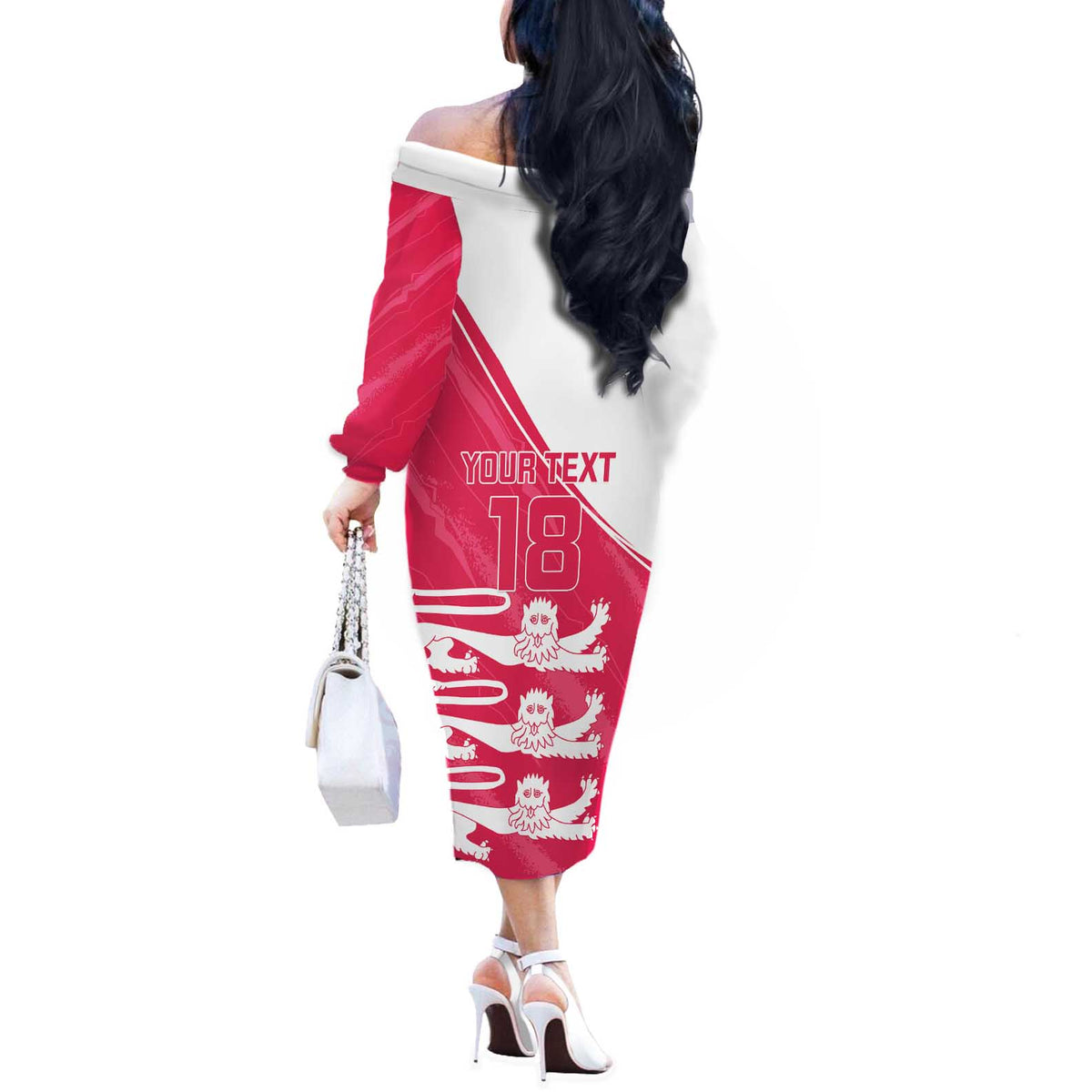 Custom Bailiwick of Jersey Cricket Off The Shoulder Long Sleeve Dress Jer Lions Champion Pink Version - Wonder Print Shop