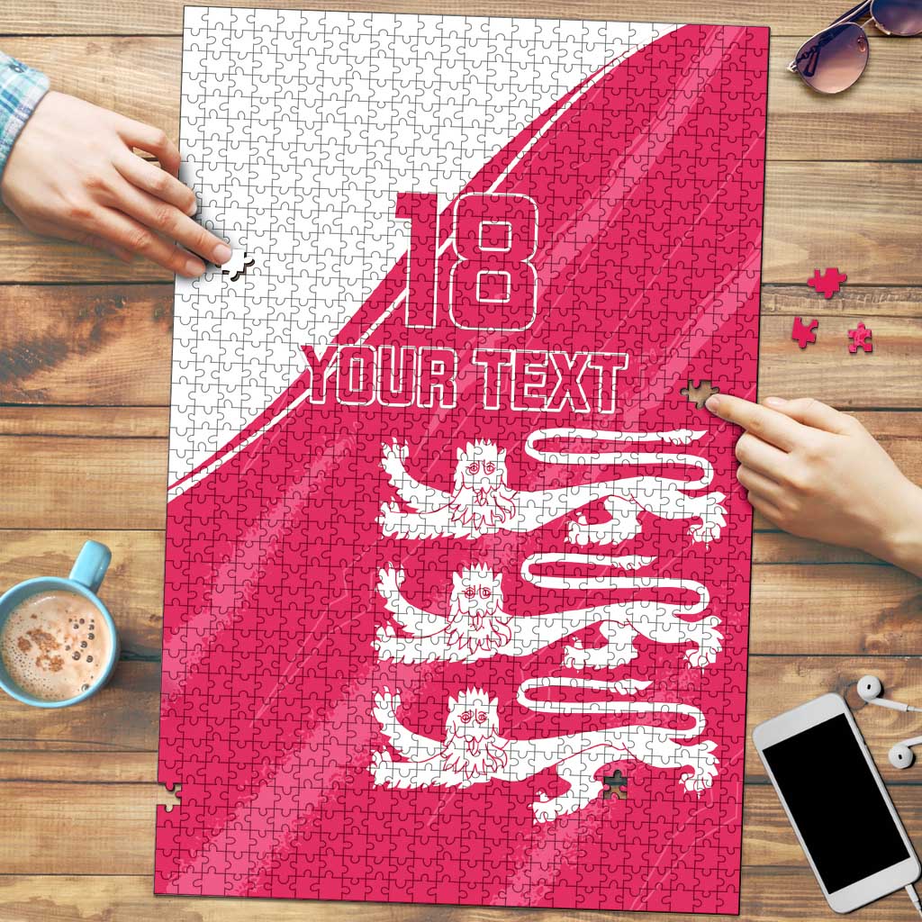 Custom Bailiwick of Jersey Cricket Puzzle Jer Lions Champion Pink Version - Wonder Print Shop