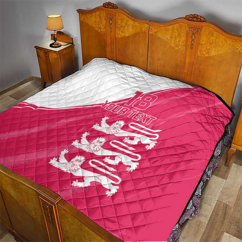 Custom Bailiwick of Jersey Cricket Quilt Jer Lions Champion Pink Version - Wonder Print Shop
