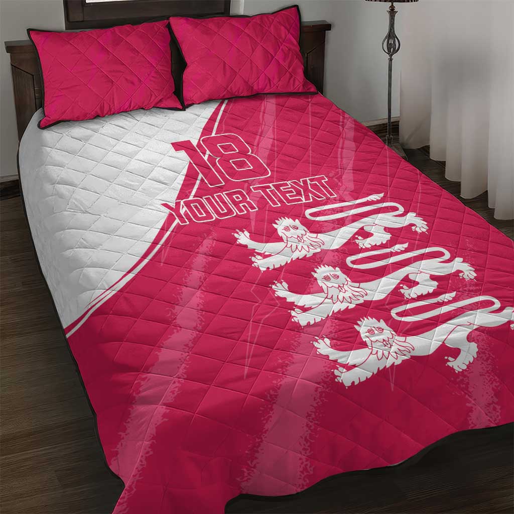 Custom Bailiwick of Jersey Cricket Quilt Bed Set Jer Lions Champion Pink Version - Wonder Print Shop