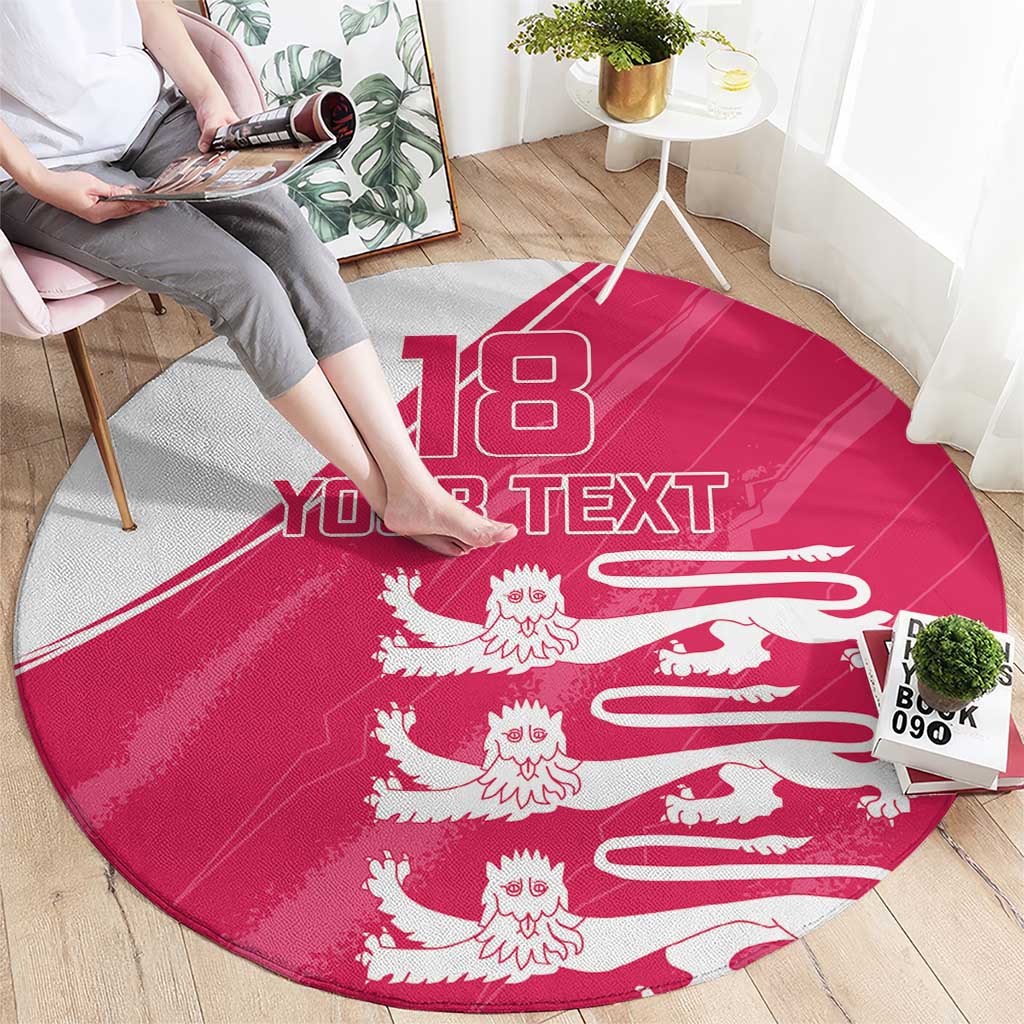 Custom Bailiwick of Jersey Cricket Round Carpet Jer Lions Champion Pink Version - Wonder Print Shop