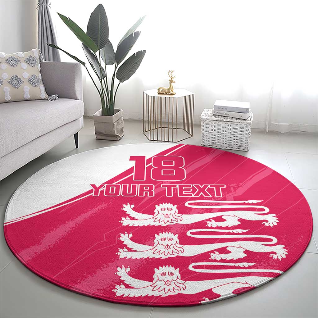 Custom Bailiwick of Jersey Cricket Round Carpet Jer Lions Champion Pink Version - Wonder Print Shop