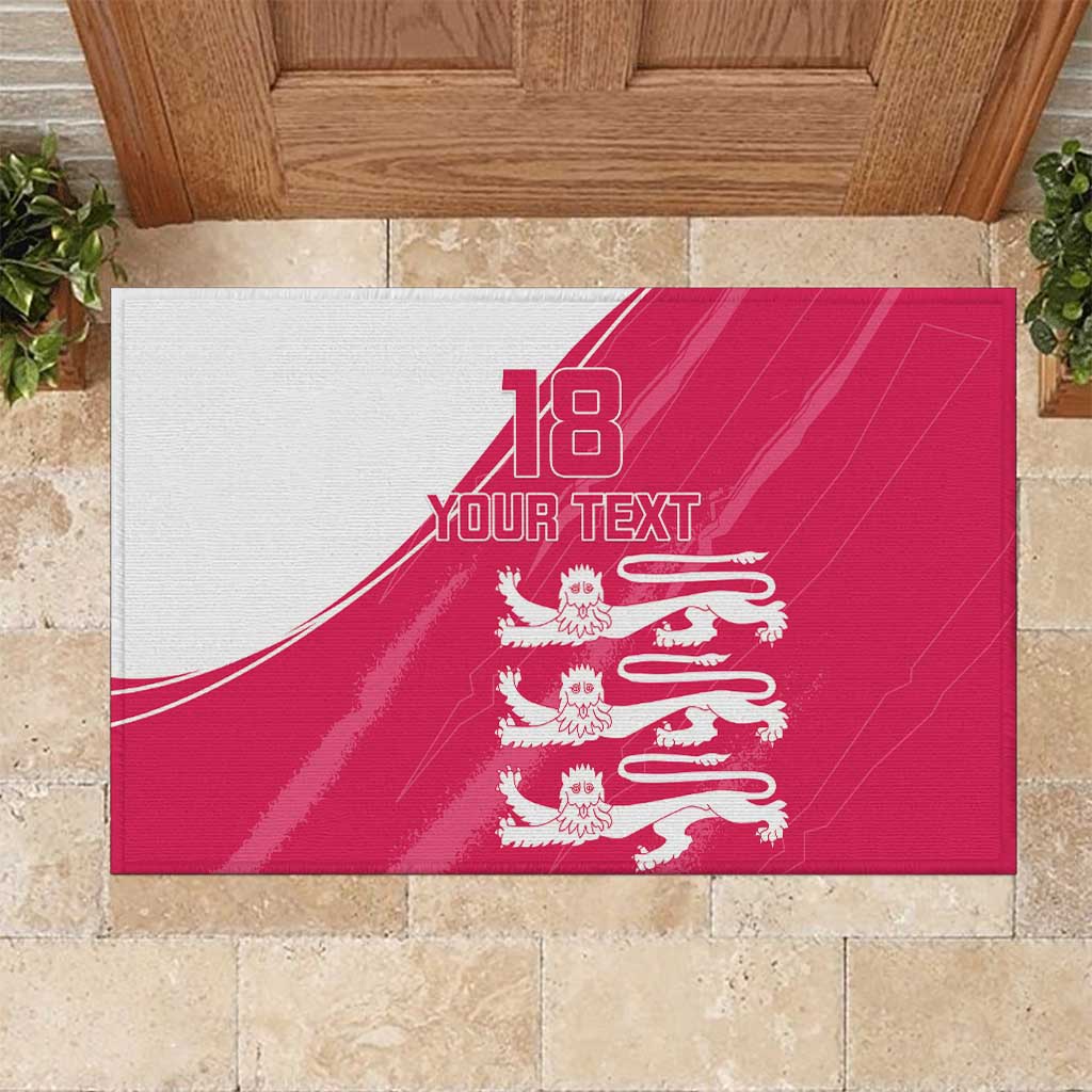 Custom Bailiwick of Jersey Cricket Rubber Doormat Jer Lions Champion Pink Version - Wonder Print Shop