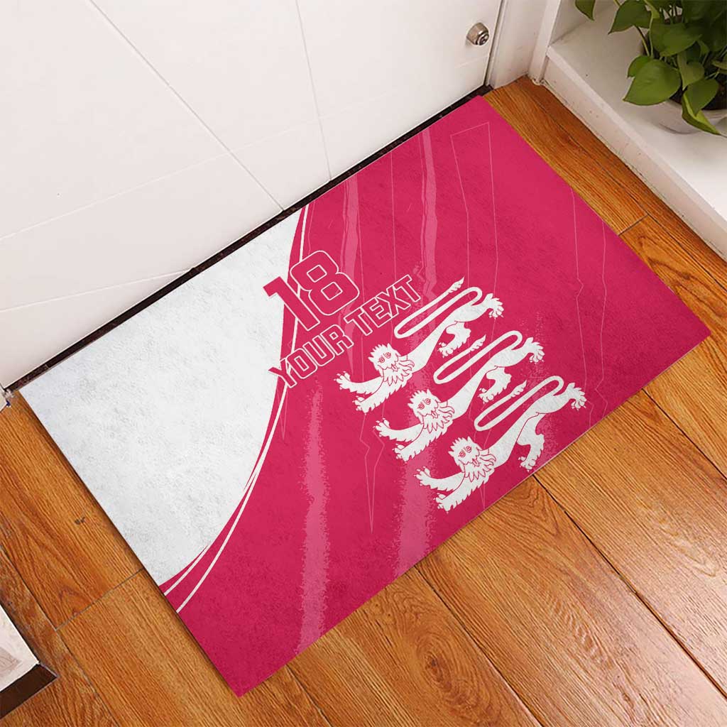 Custom Bailiwick of Jersey Cricket Rubber Doormat Jer Lions Champion Pink Version - Wonder Print Shop