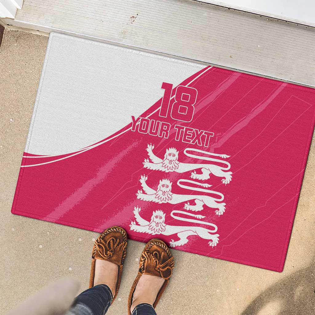 Custom Bailiwick of Jersey Cricket Rubber Doormat Jer Lions Champion Pink Version - Wonder Print Shop