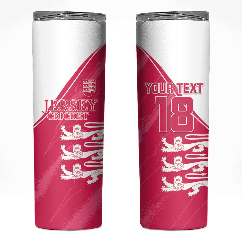 Custom Bailiwick of Jersey Cricket Skinny Tumbler Jer Lions Champion Pink Version - Wonder Print Shop