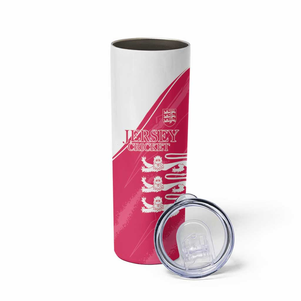 Custom Bailiwick of Jersey Cricket Skinny Tumbler Jer Lions Champion Pink Version - Wonder Print Shop