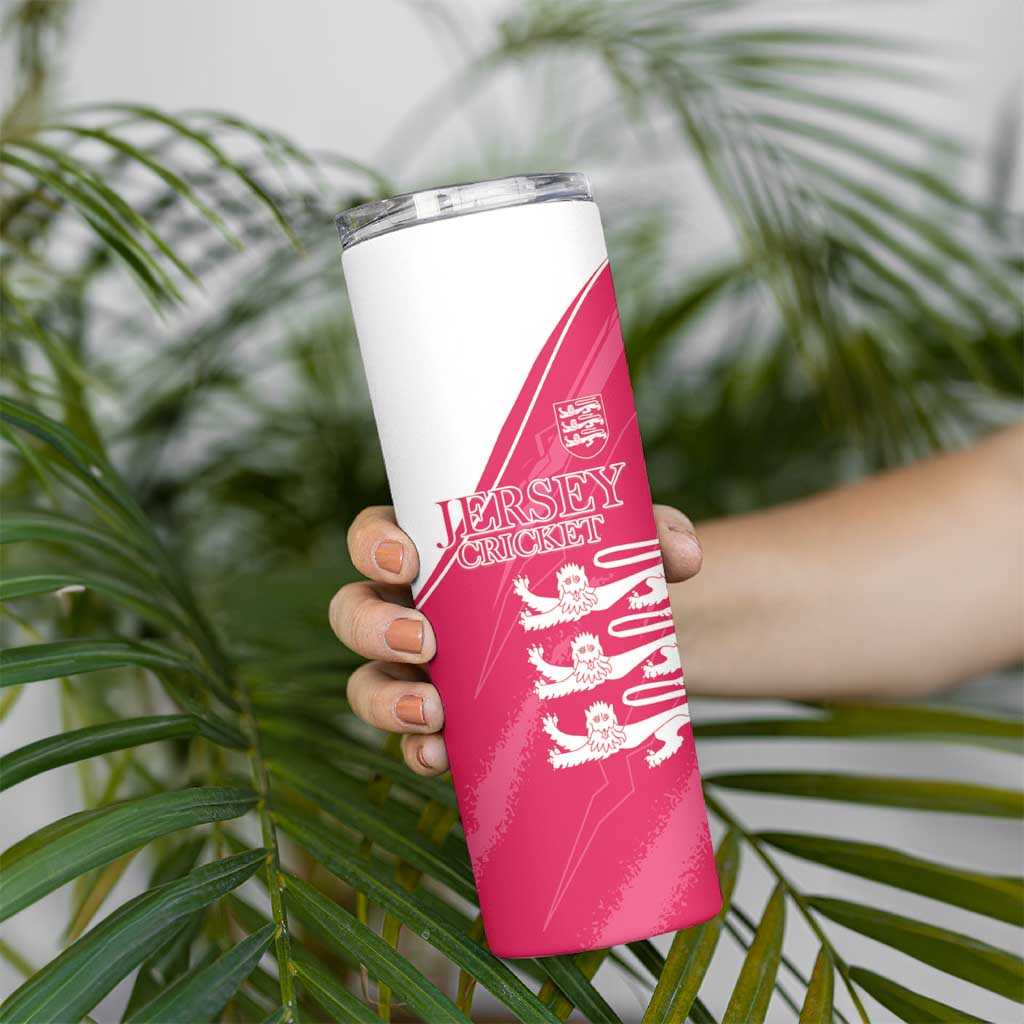 Custom Bailiwick of Jersey Cricket Skinny Tumbler Jer Lions Champion Pink Version - Wonder Print Shop