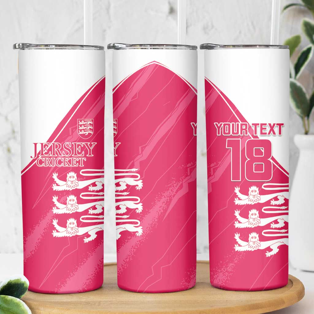 Custom Bailiwick of Jersey Cricket Skinny Tumbler Jer Lions Champion Pink Version - Wonder Print Shop
